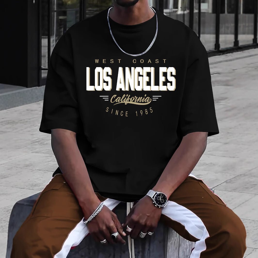 Men's Streetwear Printed Cotton T-Shirt – Casual All - Match Round Neck by LUXE AHMAR – Available at LUXE AHMAR