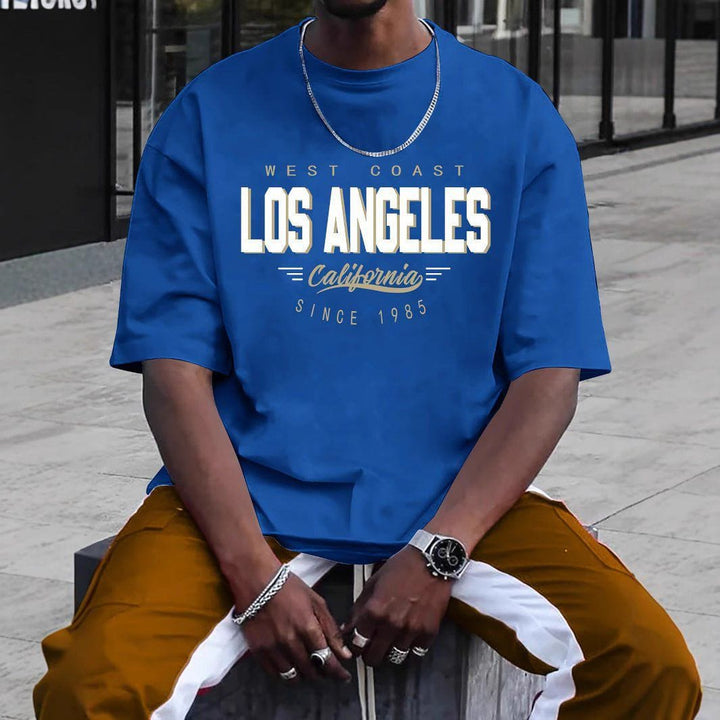 Men's Streetwear Printed Cotton T-Shirt – Casual All - Match Round Neck by LUXE AHMAR – Available at LUXE AHMAR