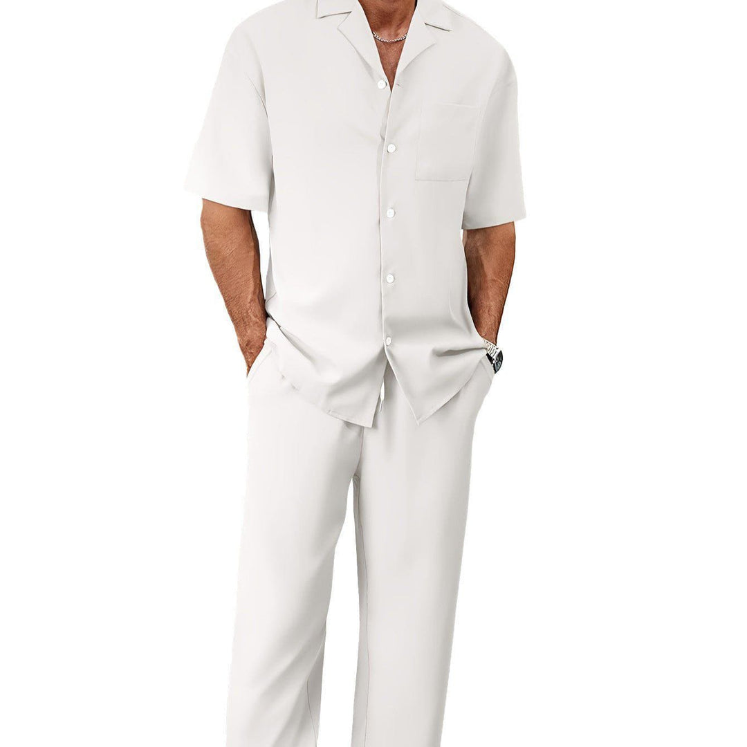 Men's Summer Casual Suit – Short Sleeve Shirt & Trousers Set by LUXE AHMAR – Available at LUXE AHMAR