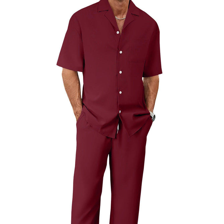 Men's Summer Casual Suit – Short Sleeve Shirt & Trousers Set by LUXE AHMAR – Available at LUXE AHMAR