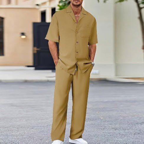 Men's Summer Casual Suit – Short Sleeve Shirt & Trousers Set by LUXE AHMAR – Available at LUXE AHMAR