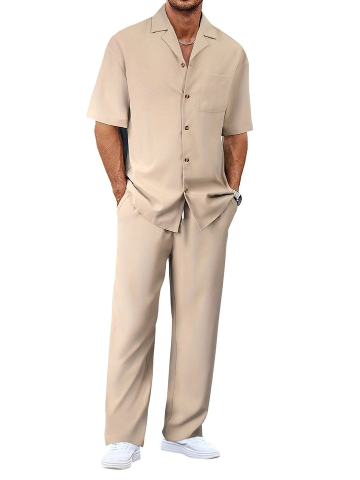 Men's Summer Casual Suit – Short Sleeve Shirt & Trousers Set by LUXE AHMAR – Available at LUXE AHMAR