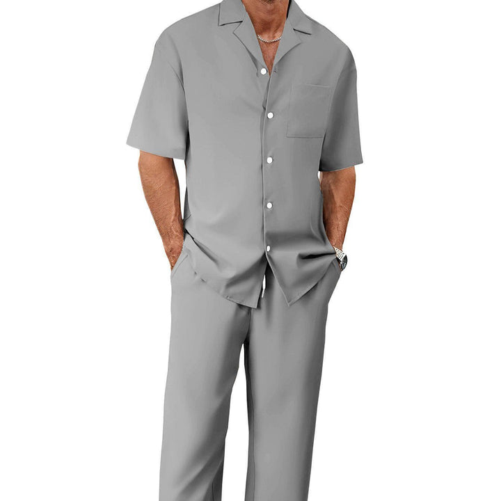 Men's Summer Casual Suit – Short Sleeve Shirt & Trousers Set by LUXE AHMAR – Available at LUXE AHMAR