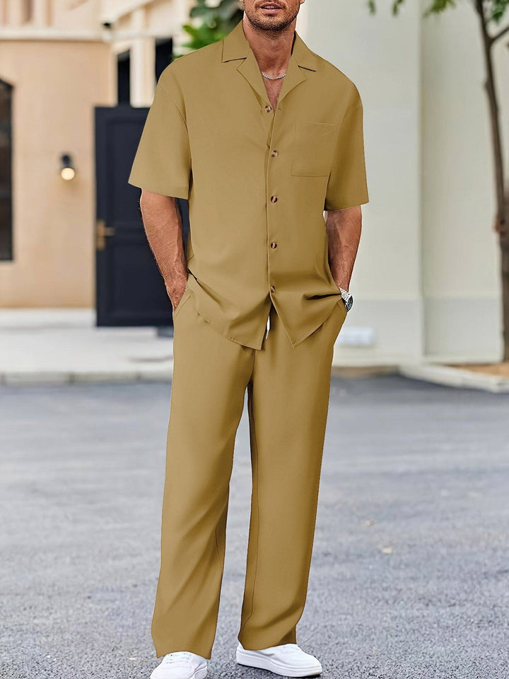 Men's Summer Casual Suit – Short Sleeve Shirt & Trousers Set by LUXE AHMAR – Available at LUXE AHMAR