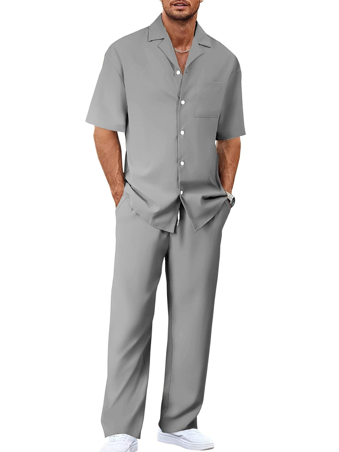 Men's Summer Casual Suit – Short Sleeve Shirt & Trousers Set by LUXE AHMAR – Available at LUXE AHMAR