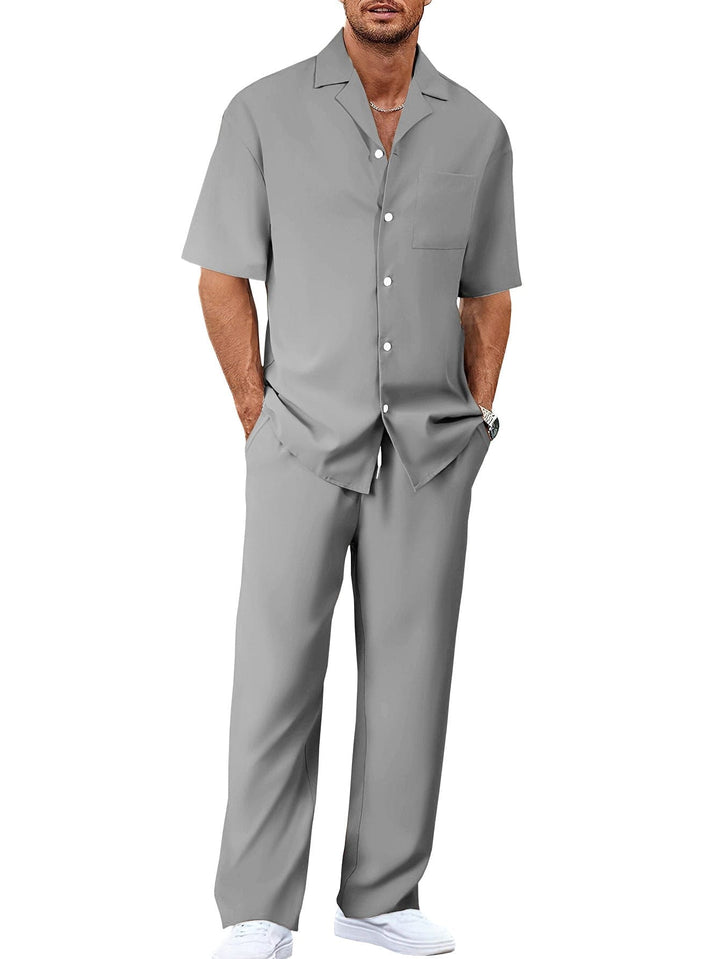 Men's Summer Casual Suit – Short Sleeve Shirt & Trousers Set by LUXE AHMAR – Available at LUXE AHMAR