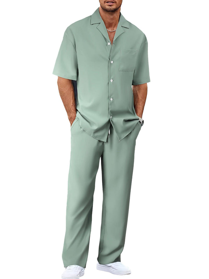 Men's Summer Casual Suit – Short Sleeve Shirt & Trousers Set by LUXE AHMAR – Available at LUXE AHMAR