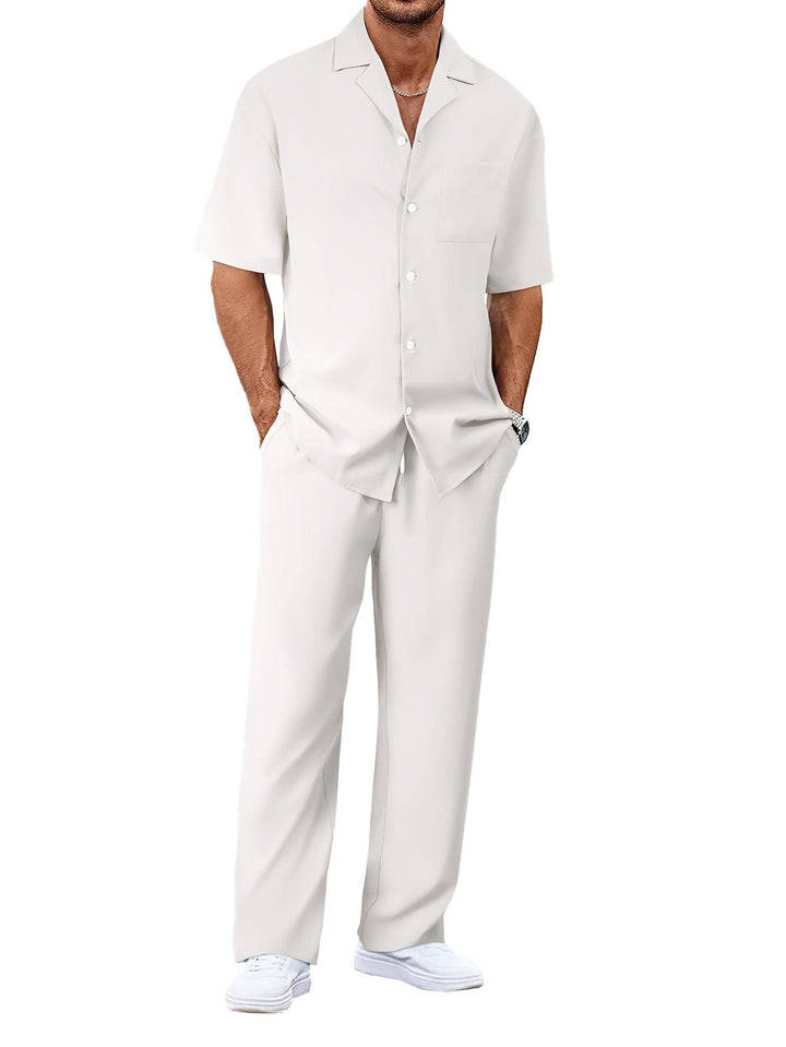 Men's Summer Casual Suit – Short Sleeve Shirt & Trousers Set by LUXE AHMAR – Available at LUXE AHMAR