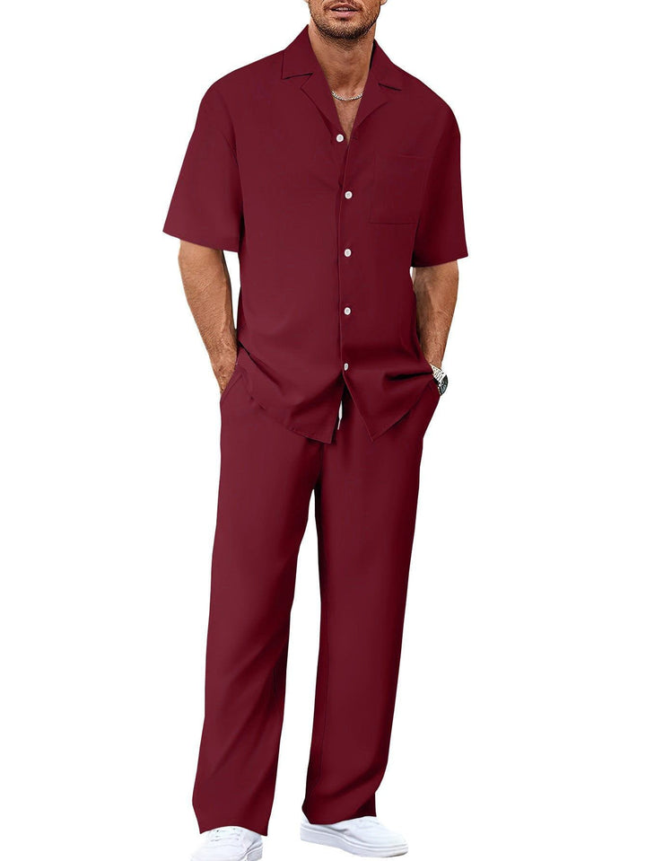Men's Summer Casual Suit – Short Sleeve Shirt & Trousers Set by LUXE AHMAR – Available at LUXE AHMAR