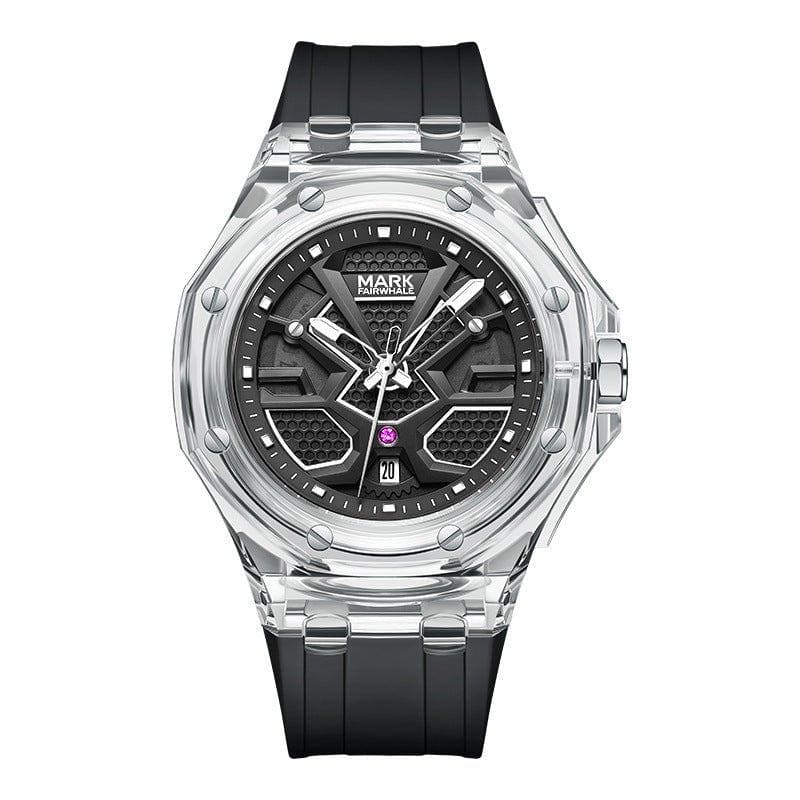 Men’s Transparent Acrylic Quartz Watch – Waterproof, Luminous & Silicone Strap Design by LUXE AHMAR – Available at LUXE AHMAR