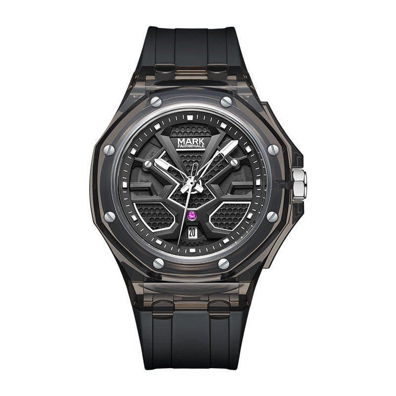 Men’s Transparent Acrylic Quartz Watch – Waterproof, Luminous & Silicone Strap Design by LUXE AHMAR – Available at LUXE AHMAR