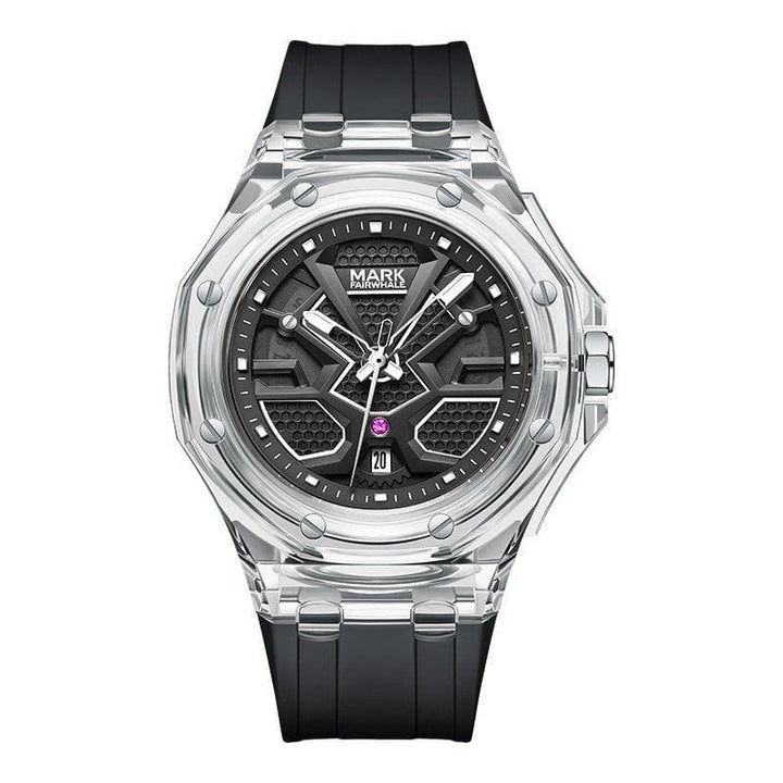 Men’s Transparent Acrylic Quartz Watch – Waterproof, Luminous & Silicone Strap Design by LUXE AHMAR – Available at LUXE AHMAR