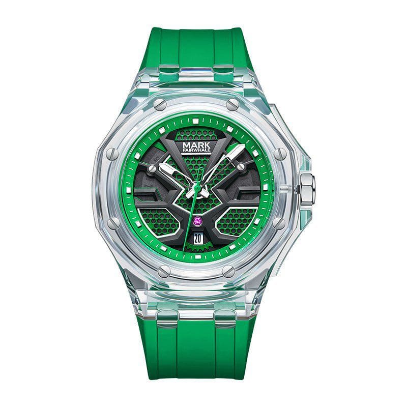 Men’s Transparent Acrylic Quartz Watch – Waterproof, Luminous & Silicone Strap Design by LUXE AHMAR – Available at LUXE AHMAR