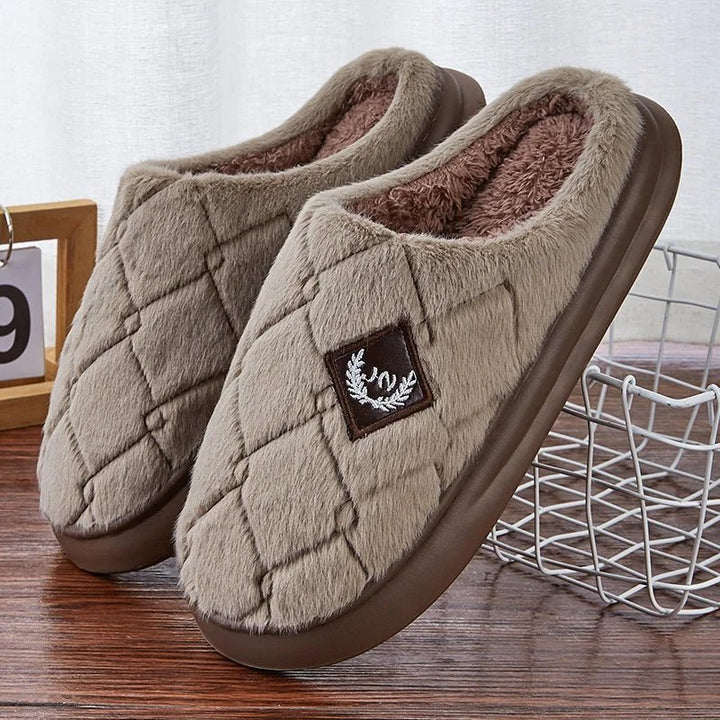 Men's Winter Furry Plaid House Slippers – Warm Plush, Non - Slip Memory Foam Indoor Shoes (Big Sizes Available) by Luxe Ahmar – Available at LUXE AHMAR