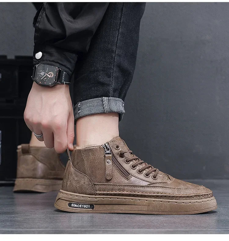 Men's Winter Warm Cotton Shoes – 2024 New Classic Fashion Retro Plush Anti - Slip Snow Boots, Outdoor Sports Casual Shoes by Luxe Ahmar – Available at LUXE AHMAR