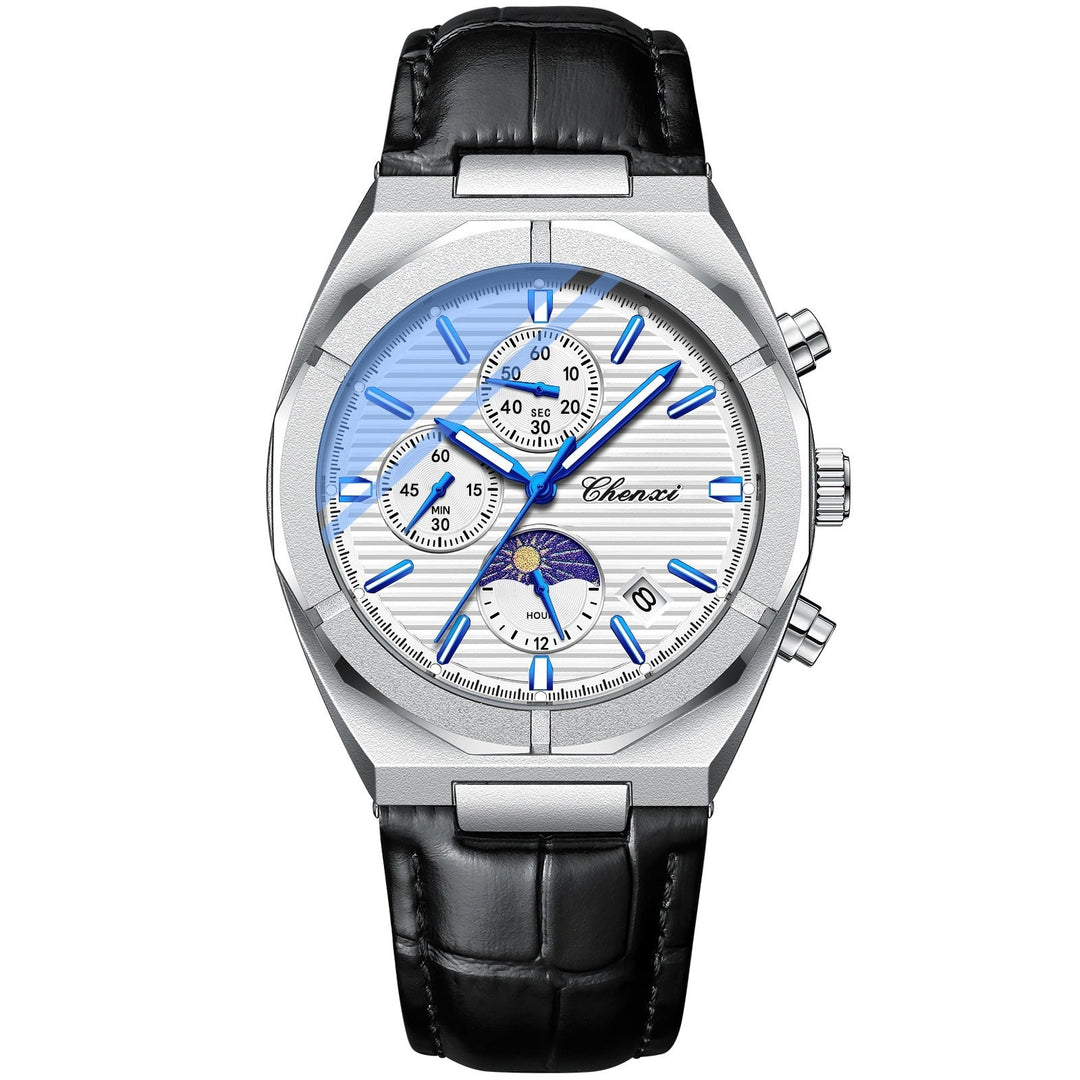 Multi - functional Men's Moon Phase Calendar Chronograph Waterproof Quartz Watch by LUXE AHMAR – Available at LUXE AHMAR