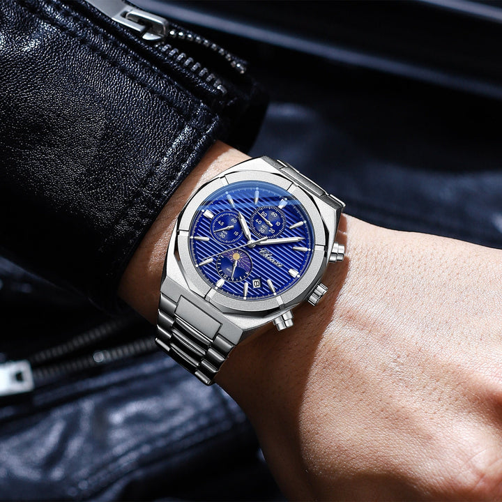 Multi - functional Men's Moon Phase Calendar Chronograph Waterproof Quartz Watch by LUXE AHMAR – Available at LUXE AHMAR