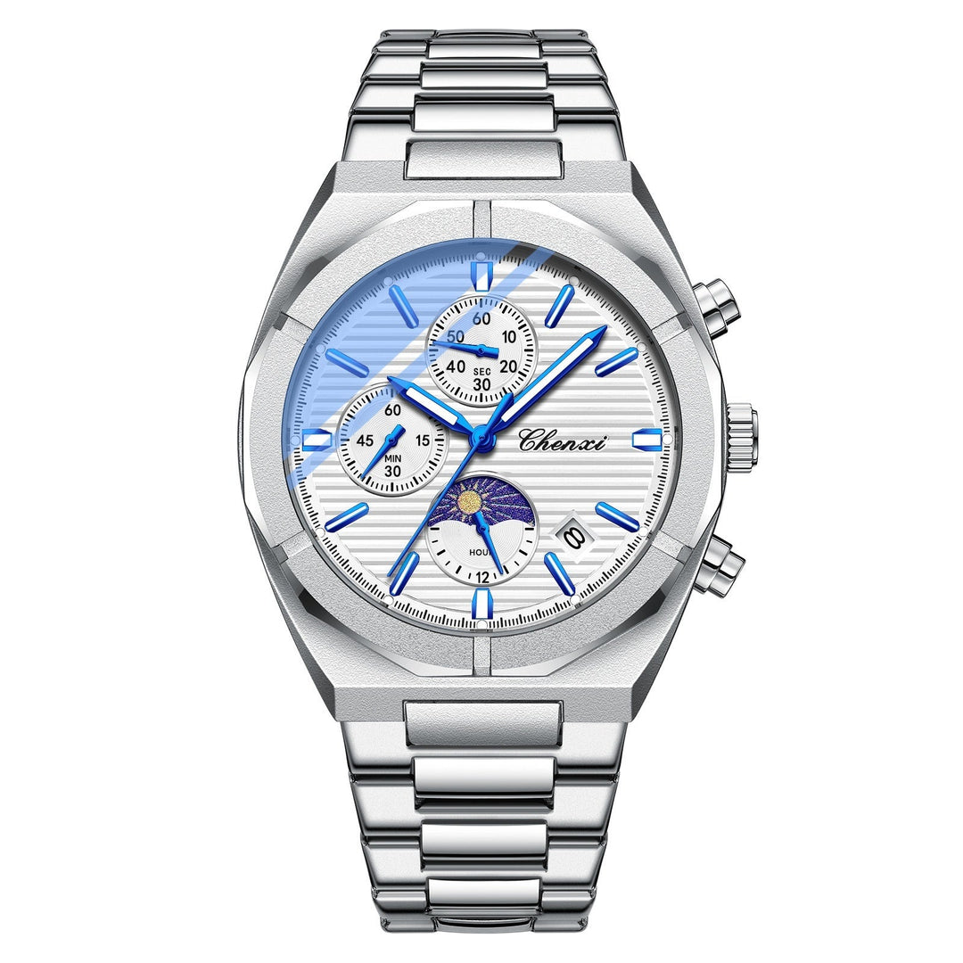 Multi - functional Men's Moon Phase Calendar Chronograph Waterproof Quartz Watch by LUXE AHMAR – Available at LUXE AHMAR