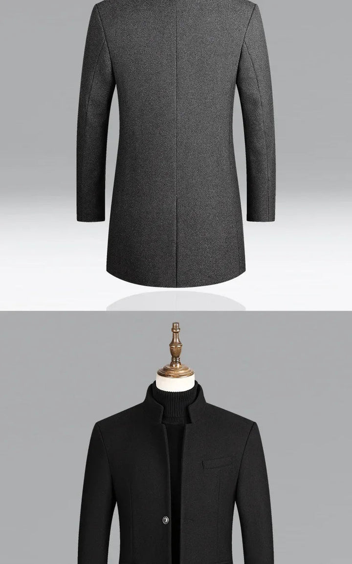 New Autumn Winter Woolen Coat for Men – Casual Slim Fit Windbreaker Mid - Length Cardigans Blends Jacket Coats (4XL - M) by Luxe Ahmar – Available at LUXE AHMAR
