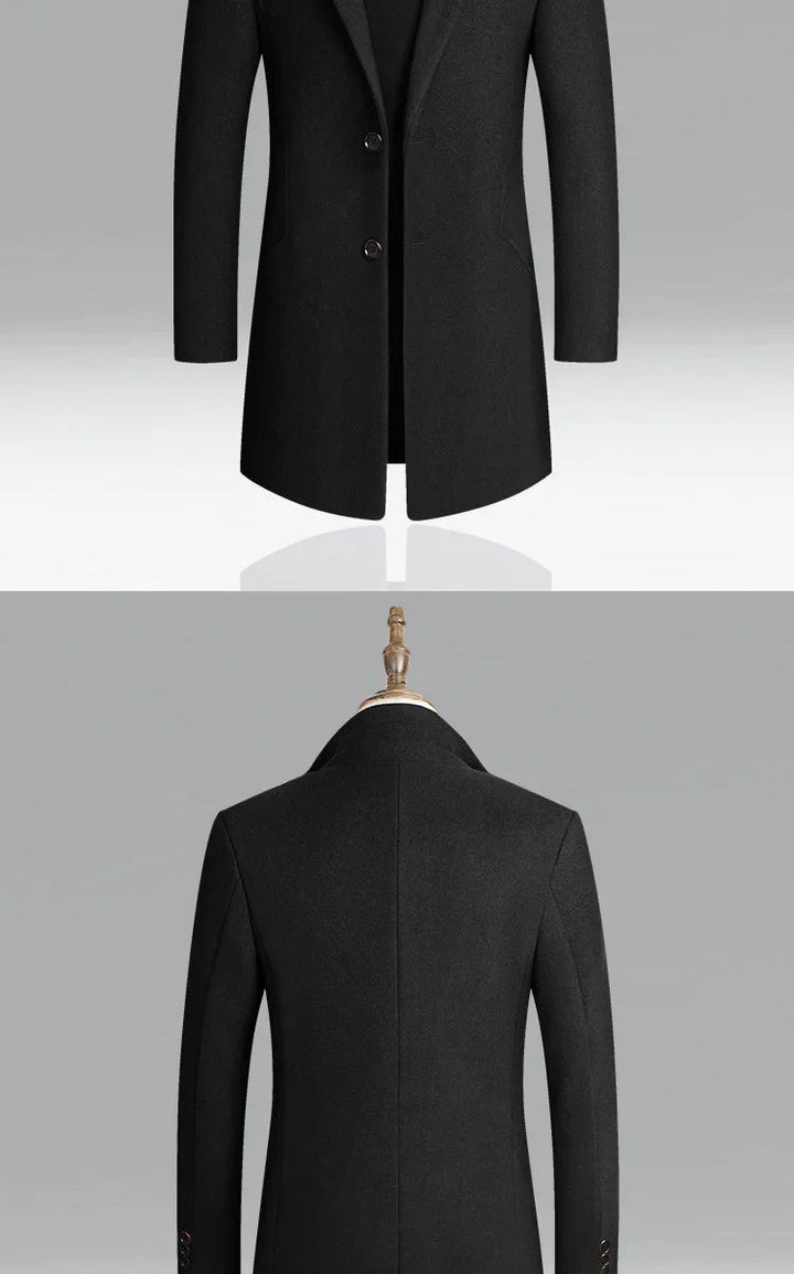 New Autumn Winter Woolen Coat for Men – Casual Slim Fit Windbreaker Mid - Length Cardigans Blends Jacket Coats (4XL - M) by Luxe Ahmar – Available at LUXE AHMAR