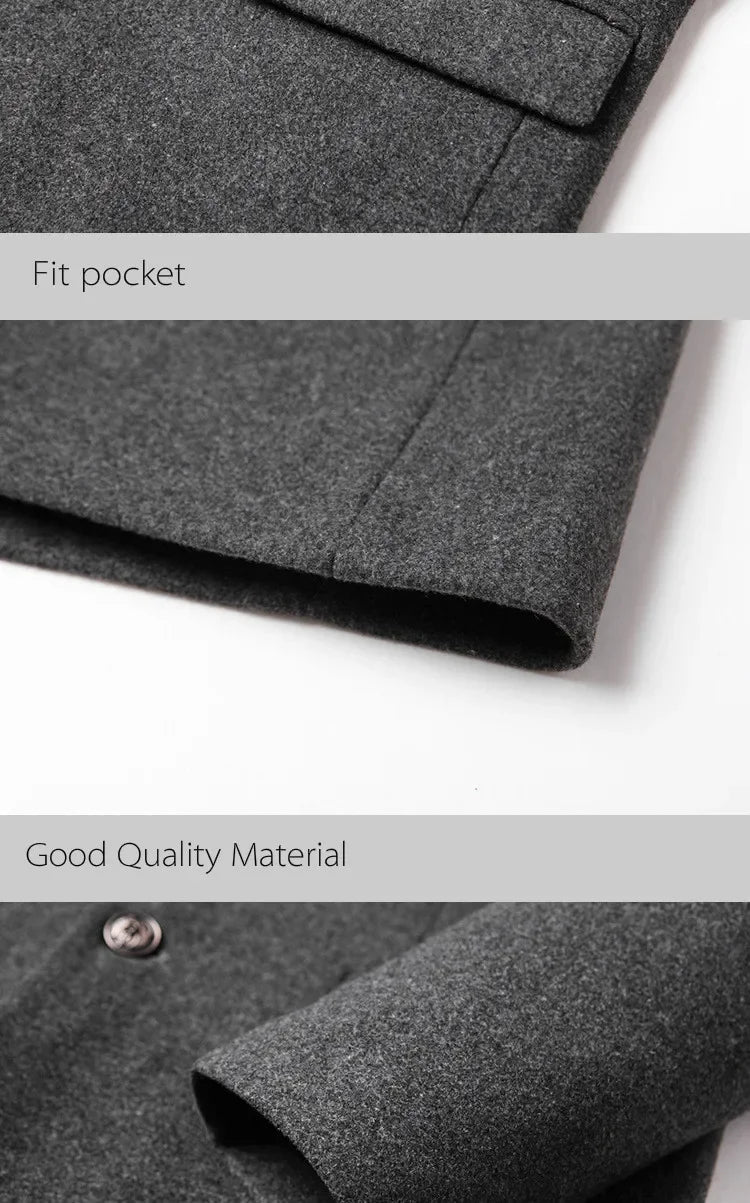 New Autumn Winter Woolen Coat for Men – Casual Slim Fit Windbreaker Mid - Length Cardigans Blends Jacket Coats (4XL - M) by Luxe Ahmar – Available at LUXE AHMAR