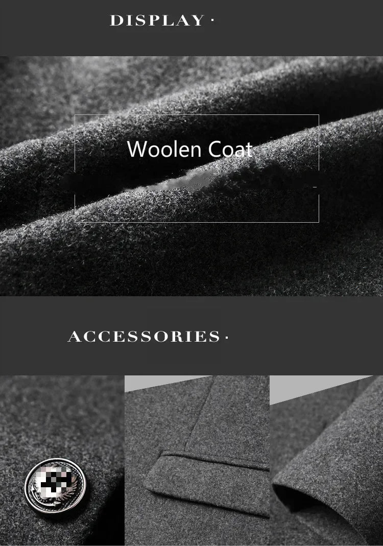 New Autumn Winter Woolen Coat for Men – Casual Slim Fit Windbreaker Mid - Length Cardigans Blends Jacket Coats (4XL - M) by Luxe Ahmar – Available at LUXE AHMAR