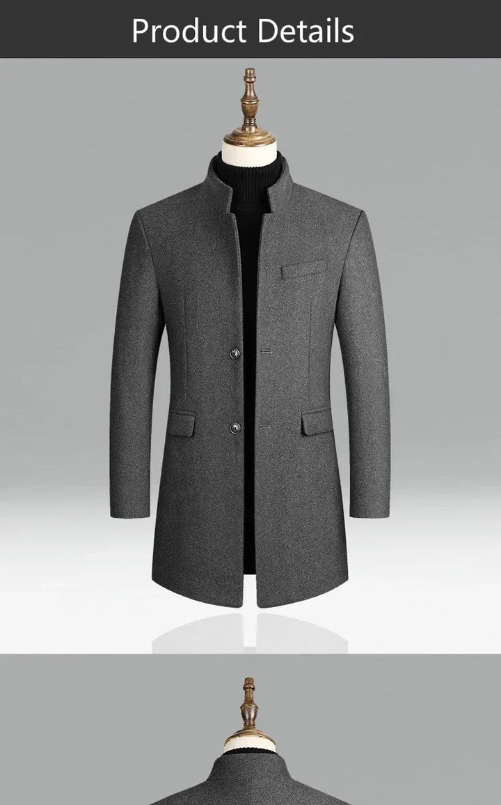 New Autumn Winter Woolen Coat for Men – Casual Slim Fit Windbreaker Mid - Length Cardigans Blends Jacket Coats (4XL - M) by Luxe Ahmar – Available at LUXE AHMAR