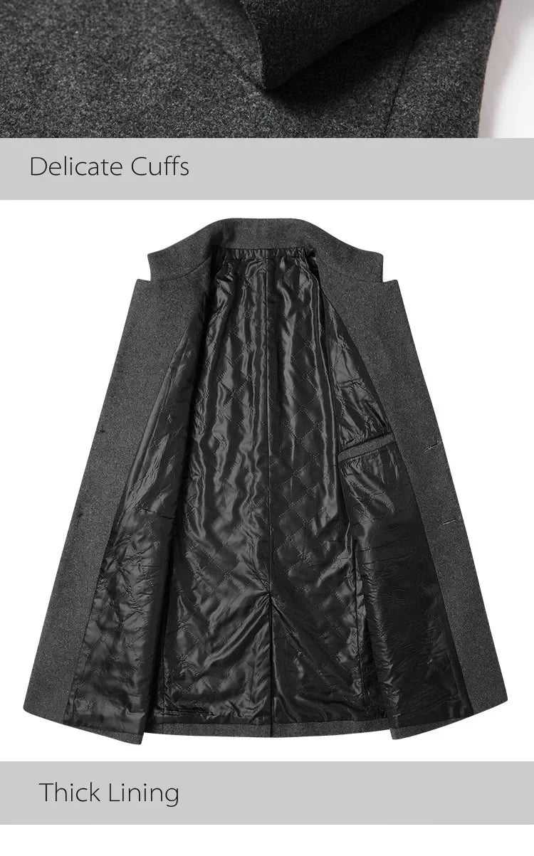 New Autumn Winter Woolen Coat for Men – Casual Slim Fit Windbreaker Mid - Length Cardigans Blends Jacket Coats (4XL - M) by Luxe Ahmar – Available at LUXE AHMAR