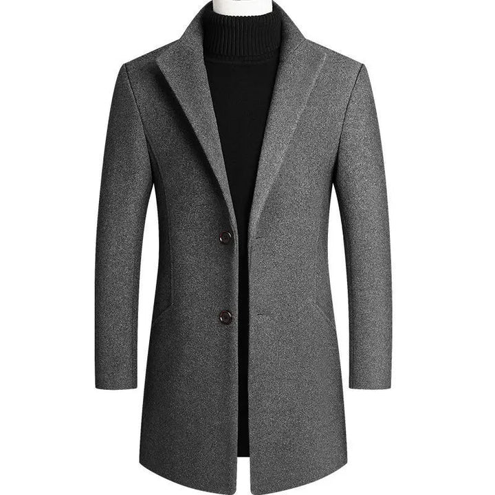 New Autumn Winter Woolen Coat for Men – Casual Slim Fit Windbreaker Mid - Length Cardigans Blends Jacket Coats (4XL - M) by Luxe Ahmar – Available at LUXE AHMAR