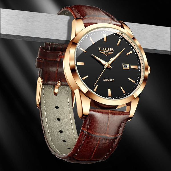 New Men's Quartz Watch Single Calendar Three Needle Leather Belt Waterproof by LUXE AHMAR – Available at LUXE AHMAR