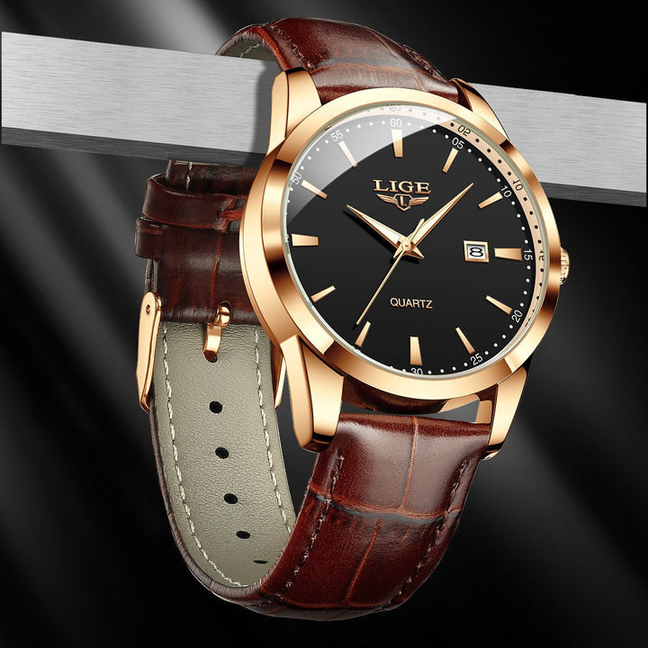 New Men's Quartz Watch Single Calendar Three Needle Leather Belt Waterproof by LUXE AHMAR – Available at LUXE AHMAR