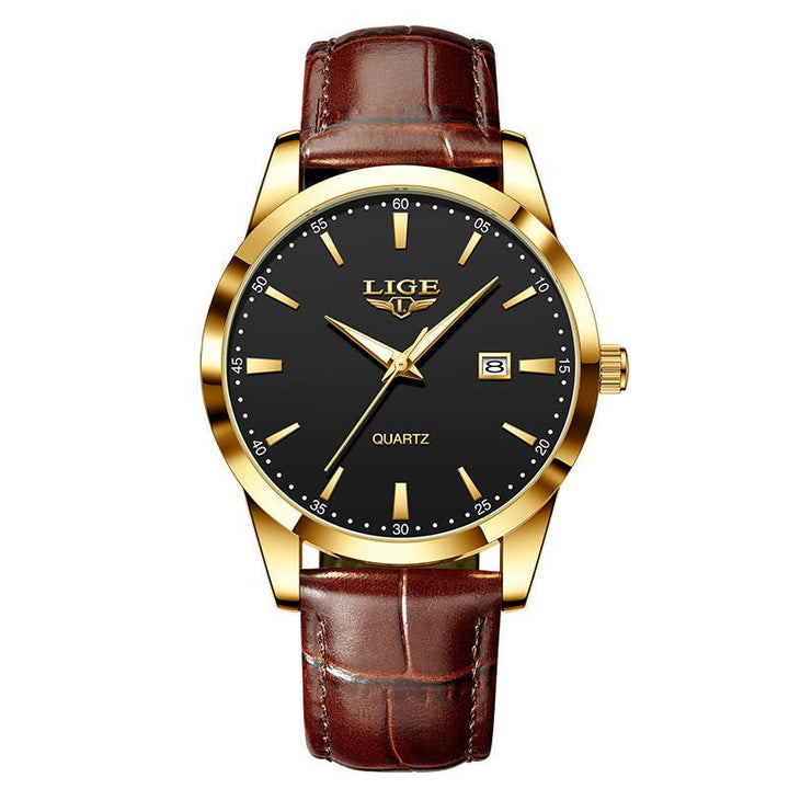 New Men's Quartz Watch Single Calendar Three Needle Leather Belt Waterproof by LUXE AHMAR – Available at LUXE AHMAR