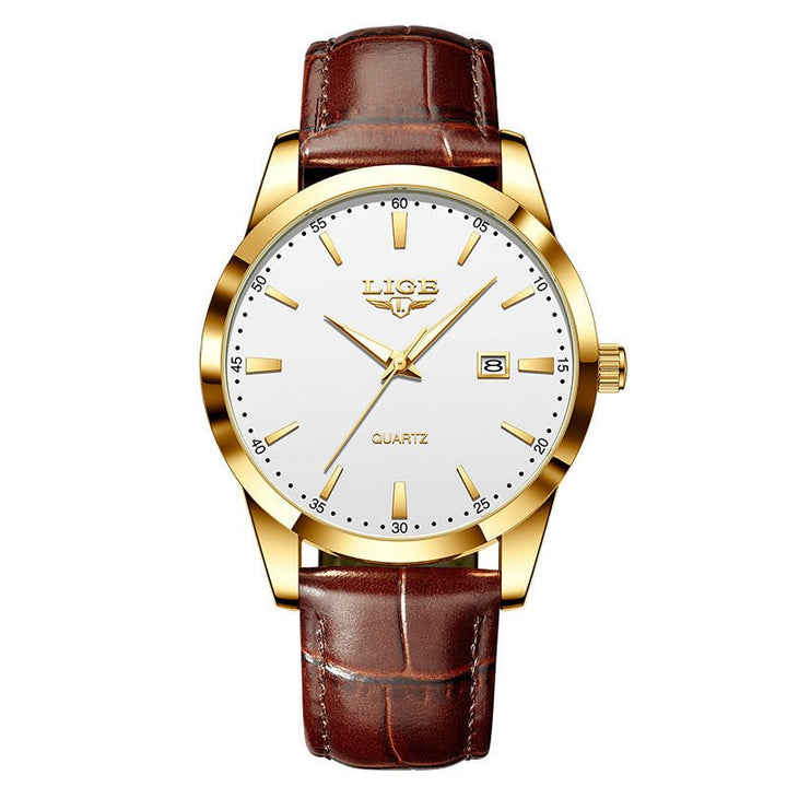 New Men's Quartz Watch Single Calendar Three Needle Leather Belt Waterproof by LUXE AHMAR – Available at LUXE AHMAR