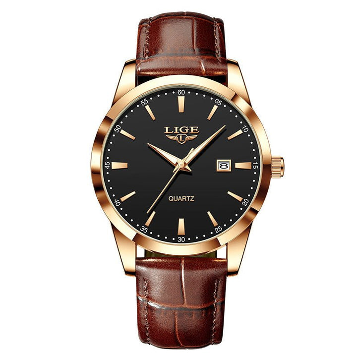New Men's Quartz Watch Single Calendar Three Needle Leather Belt Waterproof by LUXE AHMAR – Available at LUXE AHMAR