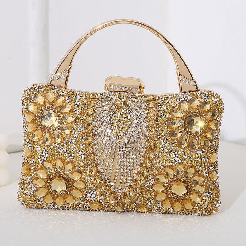 New Metal Handheld Handmade Diamond Inlaid Dinner Bag by LUXE AHMAR – Available at LUXE AHMAR