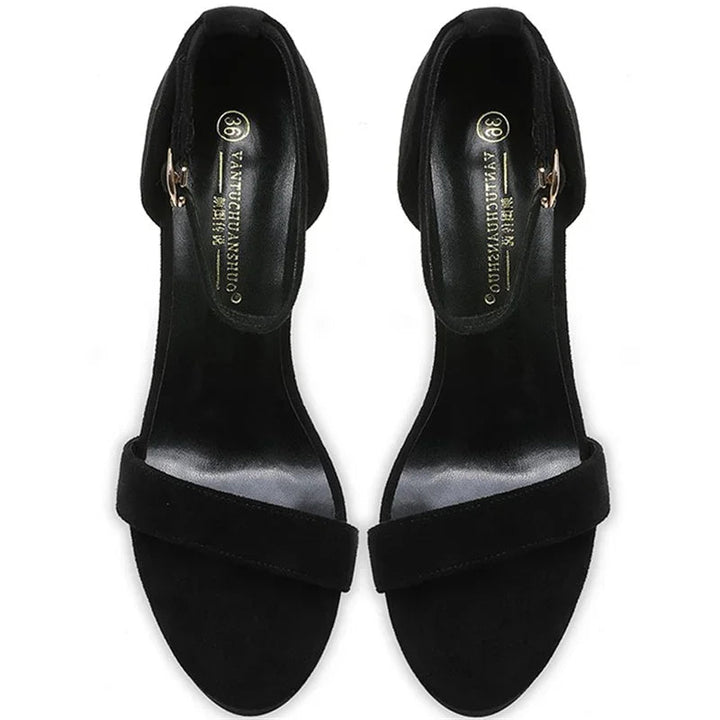New Summer Women's 12cm High Heels – 2cm Platform Suede Black Sandals, Lady Stiletto Heels, Strappy Catwalk Fetish Shoes by Luxe Ahmar – Available at LUXE AHMAR