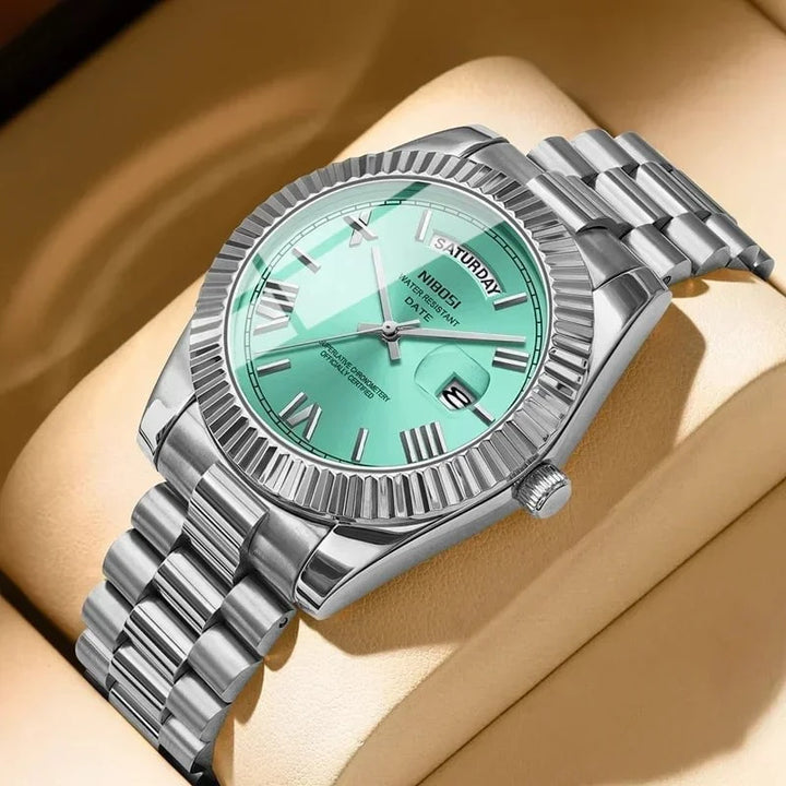 NIBOSI Luxury Men’s Stainless Steel Quartz Watch – Waterproof, Luminous, Sports Style with Date Display by Luxe Ahmar – Available at LUXE AHMAR