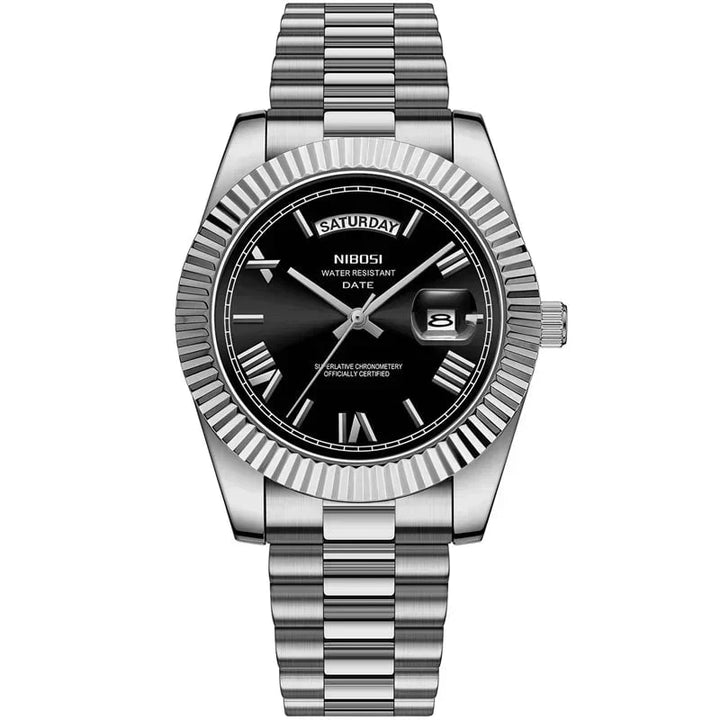 NIBOSI Luxury Men’s Stainless Steel Quartz Watch – Waterproof, Luminous, Sports Style with Date Display by Luxe Ahmar – Available at LUXE AHMAR