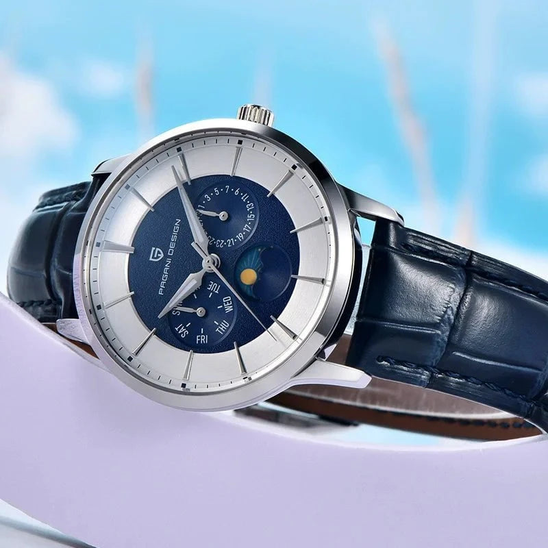 PAGANI DESIGN 1795 Men's Quartz Sports Watch – Luminous Dial, Calendar, Water Resistant Leather Strap Timepiece by Luxe Ahmar – Available at LUXE AHMAR