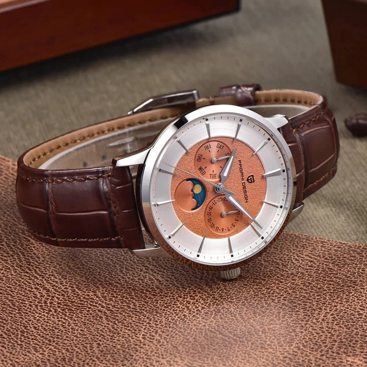 PAGANI DESIGN 1795 Men's Quartz Sports Watch – Luminous Dial, Calendar, Water Resistant Leather Strap Timepiece by Luxe Ahmar – Available at LUXE AHMAR