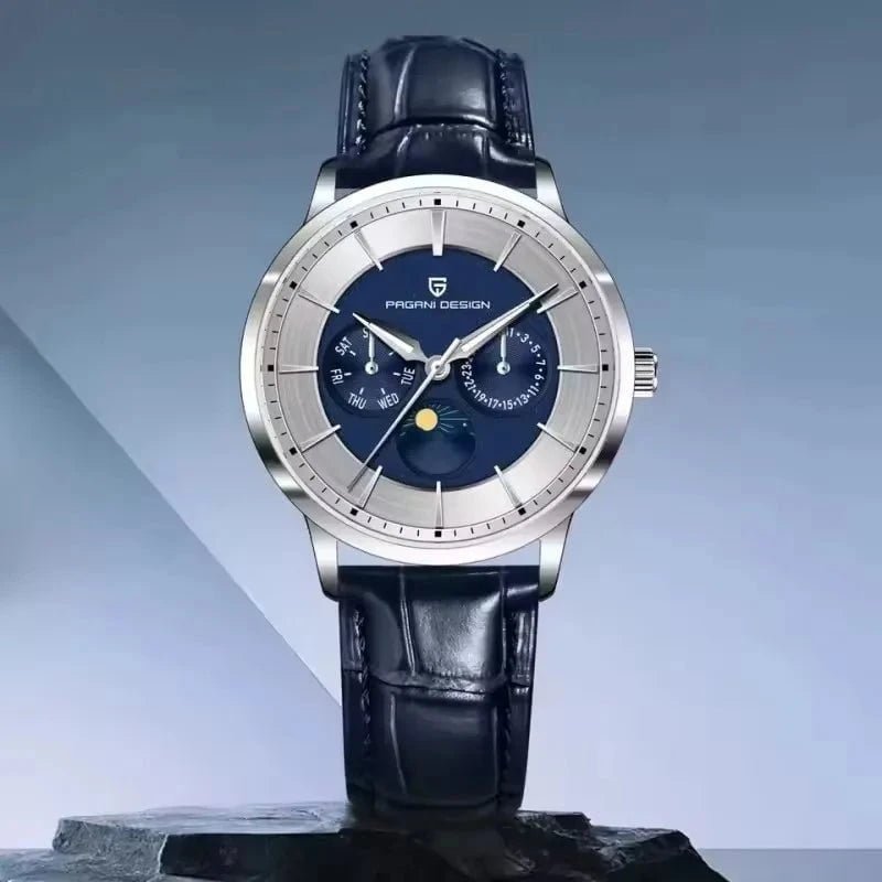 PAGANI DESIGN 1795 Men's Quartz Sports Watch – Luminous Dial, Calendar, Water Resistant Leather Strap Timepiece by Luxe Ahmar – Available at LUXE AHMAR
