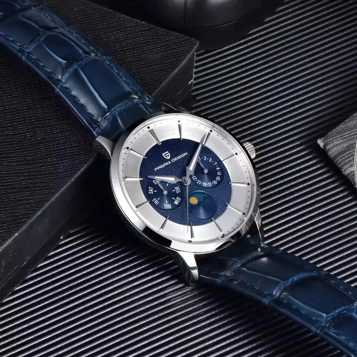 PAGANI DESIGN 1795 Men's Quartz Sports Watch – Luminous Dial, Calendar, Water Resistant Leather Strap Timepiece by Luxe Ahmar – Available at LUXE AHMAR