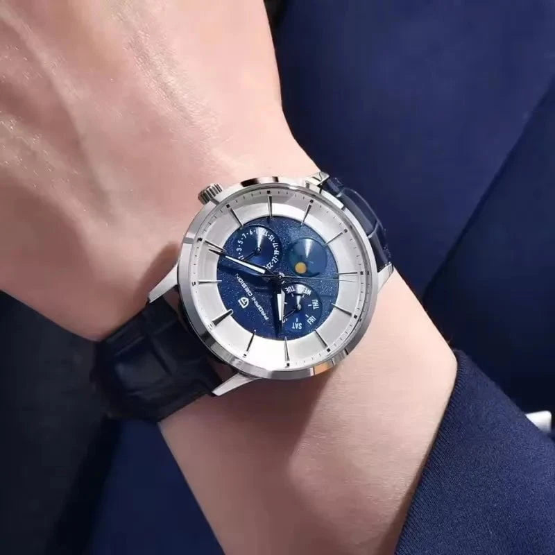 PAGANI DESIGN 1795 Men's Quartz Sports Watch – Luminous Dial, Calendar, Water Resistant Leather Strap Timepiece by Luxe Ahmar – Available at LUXE AHMAR