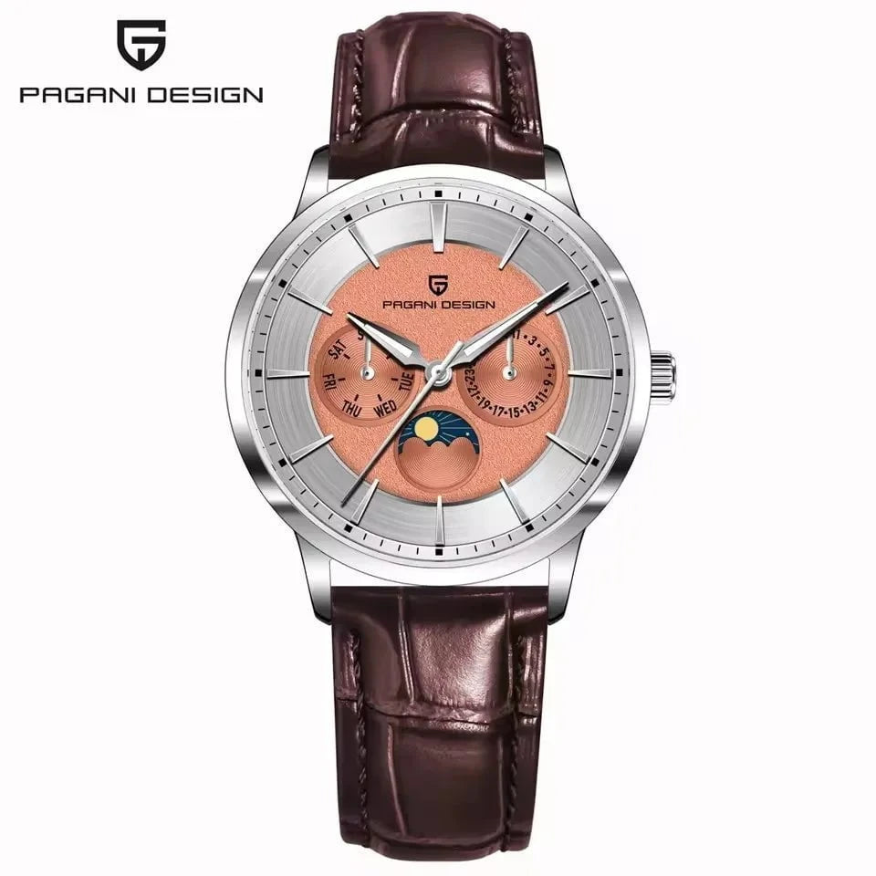 PAGANI DESIGN 1795 Men's Quartz Sports Watch – Luminous Dial, Calendar, Water Resistant Leather Strap Timepiece by Luxe Ahmar – Available at LUXE AHMAR