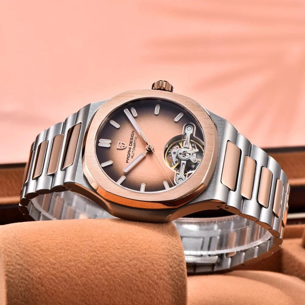 PAGANI DESIGN 2025 Rose Gold Men's Tourbillon Watch – Luxury Mechanical Automatic Timepiece with Sapphire Crystal by Luxe Ahmar – Available at LUXE AHMAR