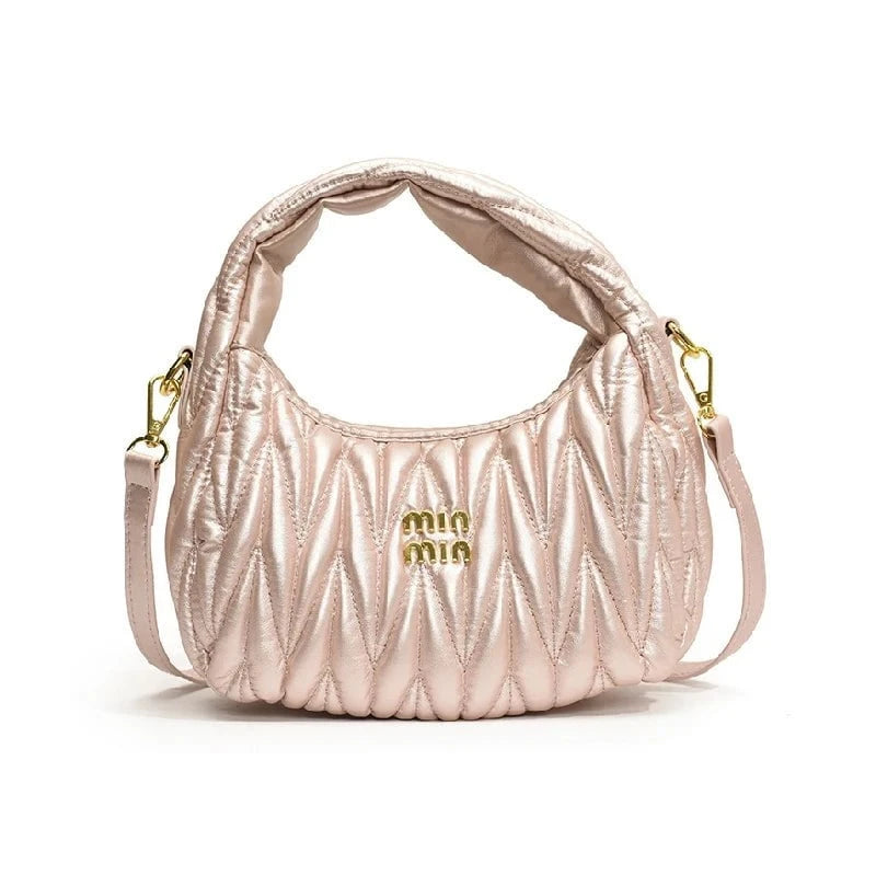 Pleated Cloud Women’s PU Leather Shoulder Bag - Stylish Crossbody with Removable Strap for Shopping & Daily Use by Luxe Ahmar – Available at LUXE AHMAR