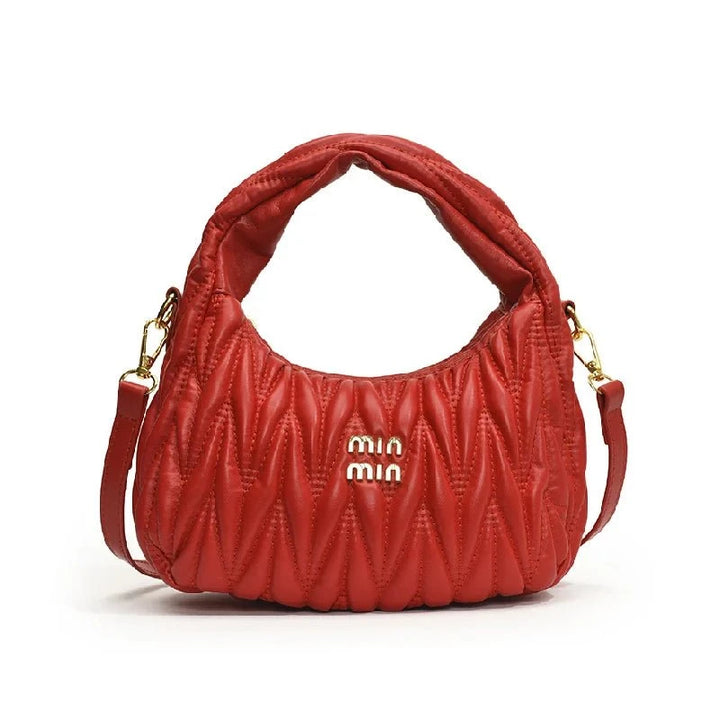 Pleated Cloud Women’s PU Leather Shoulder Bag - Stylish Crossbody with Removable Strap for Shopping & Daily Use by Luxe Ahmar – Available at LUXE AHMAR