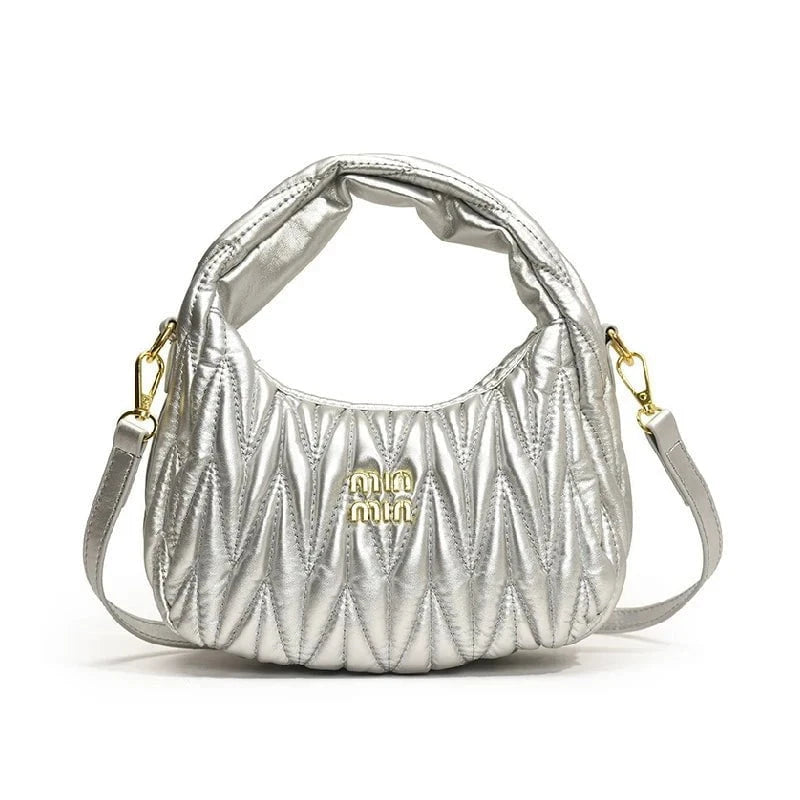 Pleated Cloud Women’s PU Leather Shoulder Bag - Stylish Crossbody with Removable Strap for Shopping & Daily Use by Luxe Ahmar – Available at LUXE AHMAR