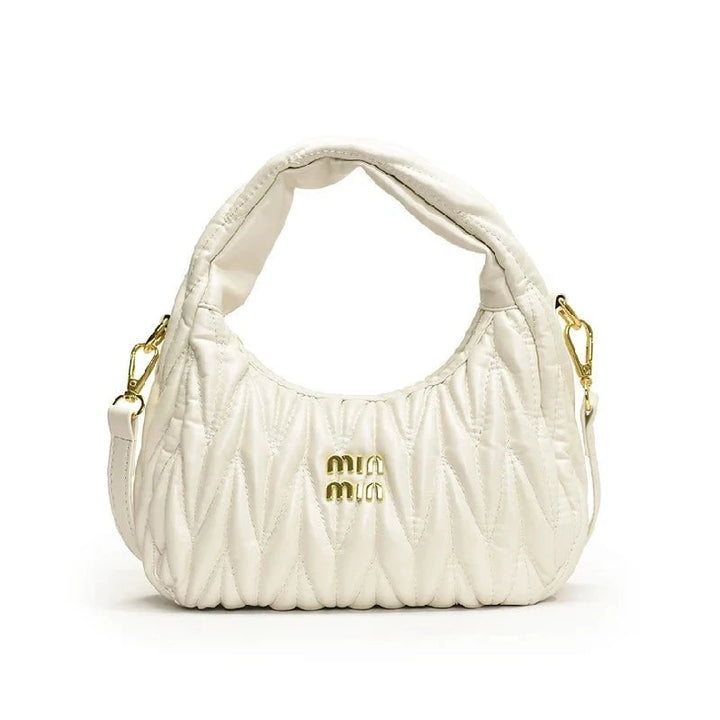 Pleated Cloud Women’s PU Leather Shoulder Bag - Stylish Crossbody with Removable Strap for Shopping & Daily Use by Luxe Ahmar – Available at LUXE AHMAR