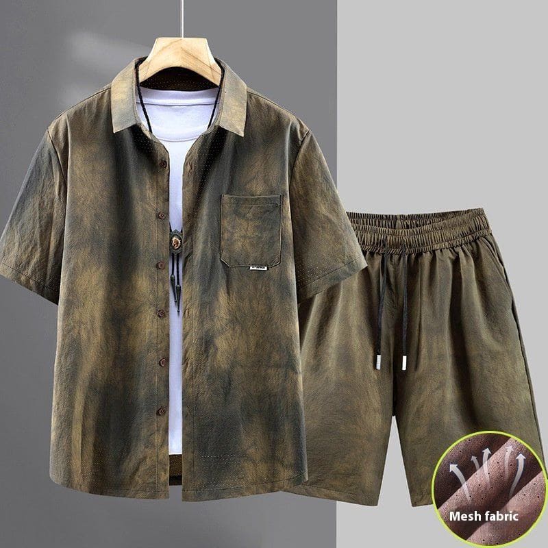 Plus - Size Men's Ice Silk Two - Piece Set – Short Sleeve Shirt & Shorts by LUXE AHMAR – Available at LUXE AHMAR